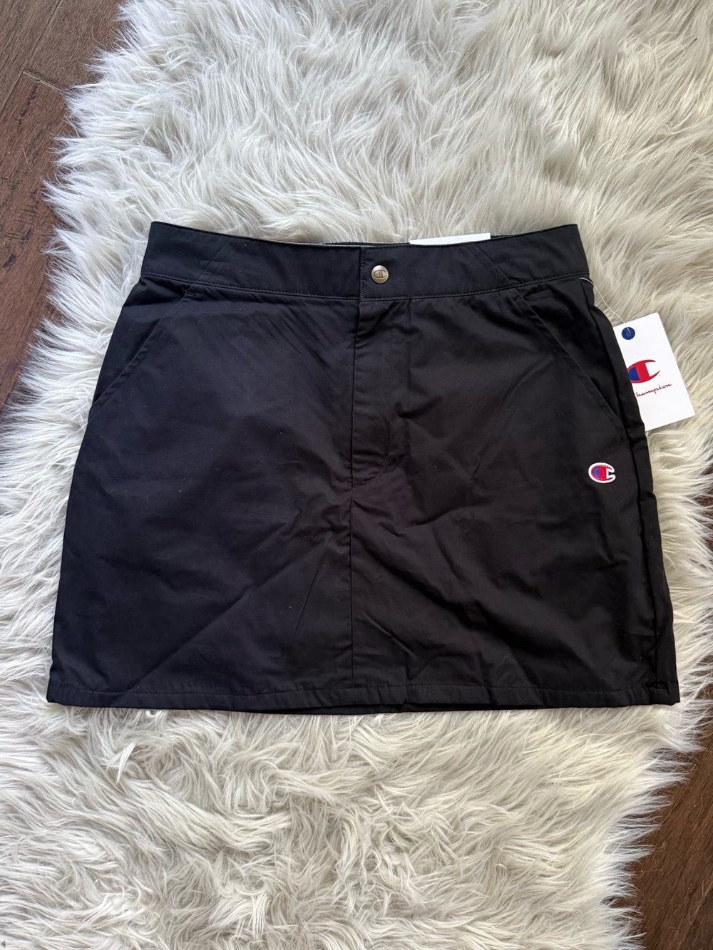 NWT Champion Black Campus Skirt with Logo